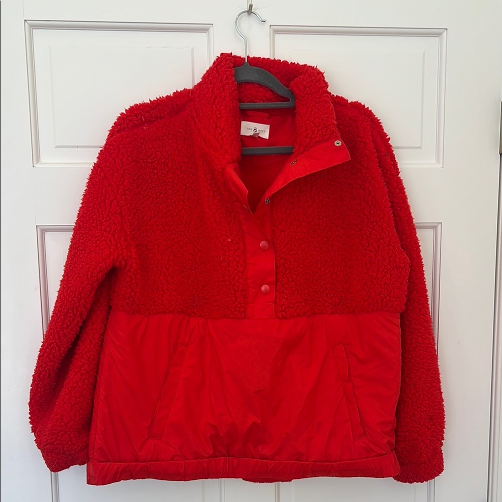 Red Sherpa Pullover Jacket
